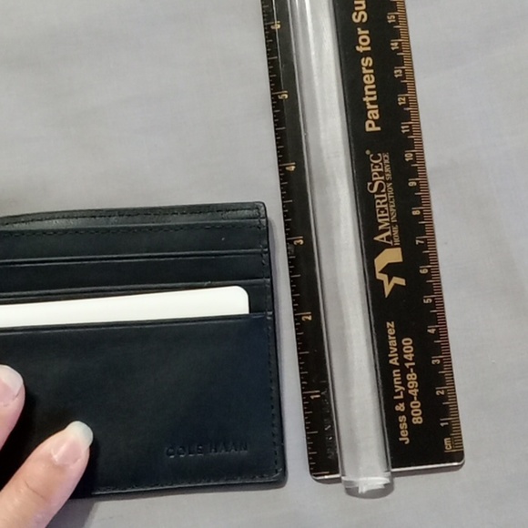 BLACK COLE HAAN Bi fold Mens Wallet Men Leather NEW Credit Card Money Holder - Picture 6 of 7